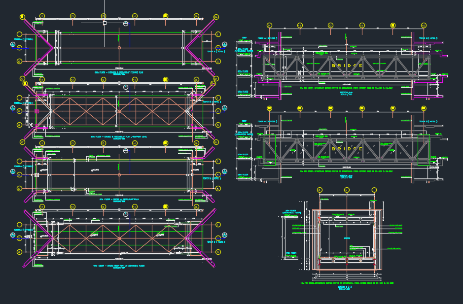 Steel Bridge Layout And Cross Section Autocad Drawing