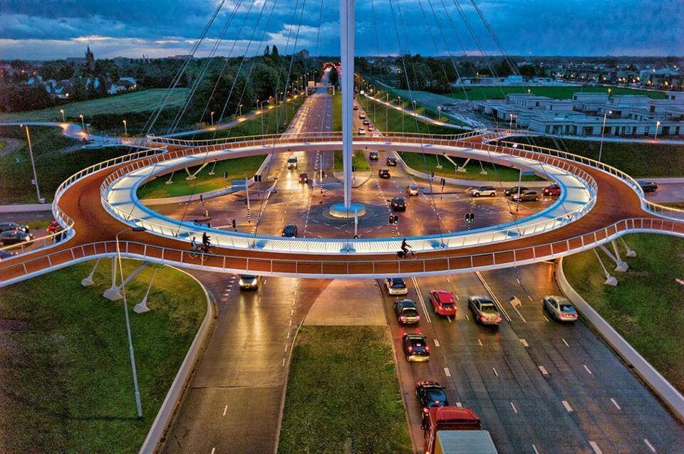 Hovenring – Floating Bike Suspension Bridge, Eindhoven, Netherlands