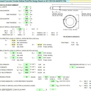 Prestressed Concrete Circular Hollow Pole_Pile Spreadsheet