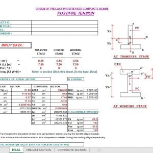 Design of Precast Prestressed Composite Beams Excel Sheet