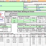 Welds in shear, bending, torsion and axial loading spreadsheet