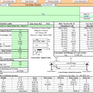 Crane Girder design Spreadsheet