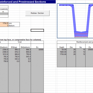 Elastic Analysis of Reinforced and Prestressed Sections Spreadsheet