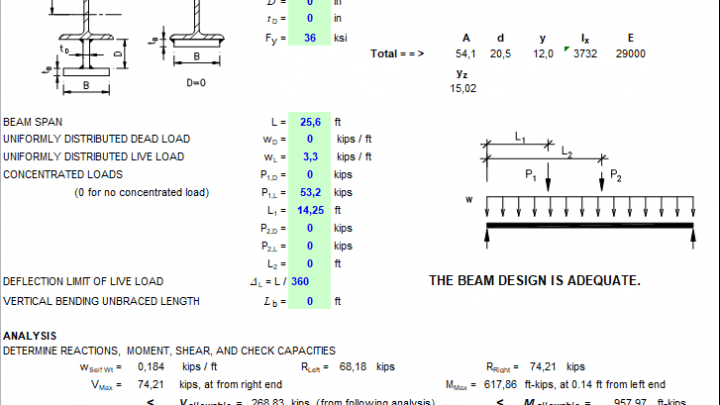 Enhanced Steel Beam Design Spreadsheet