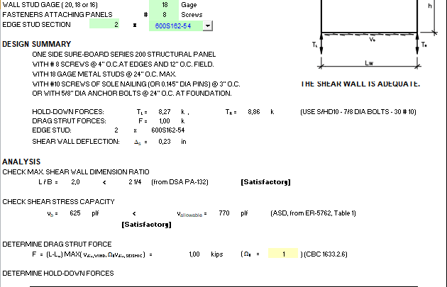 Metal Shear Wall Design spreadsheet