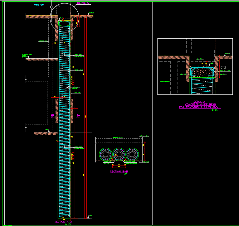 Shoring Piles details free drawing