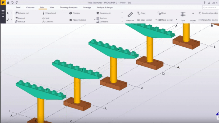 Bridge Pier and Bridge Deck Modelling in TEKLA STRUCTURES