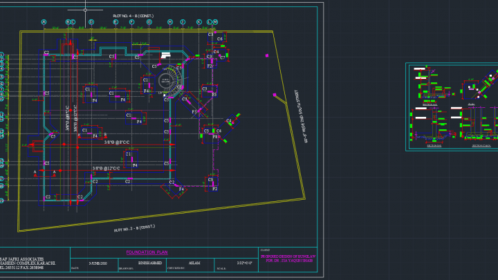 Bunglaw Foundation template Free Drawing