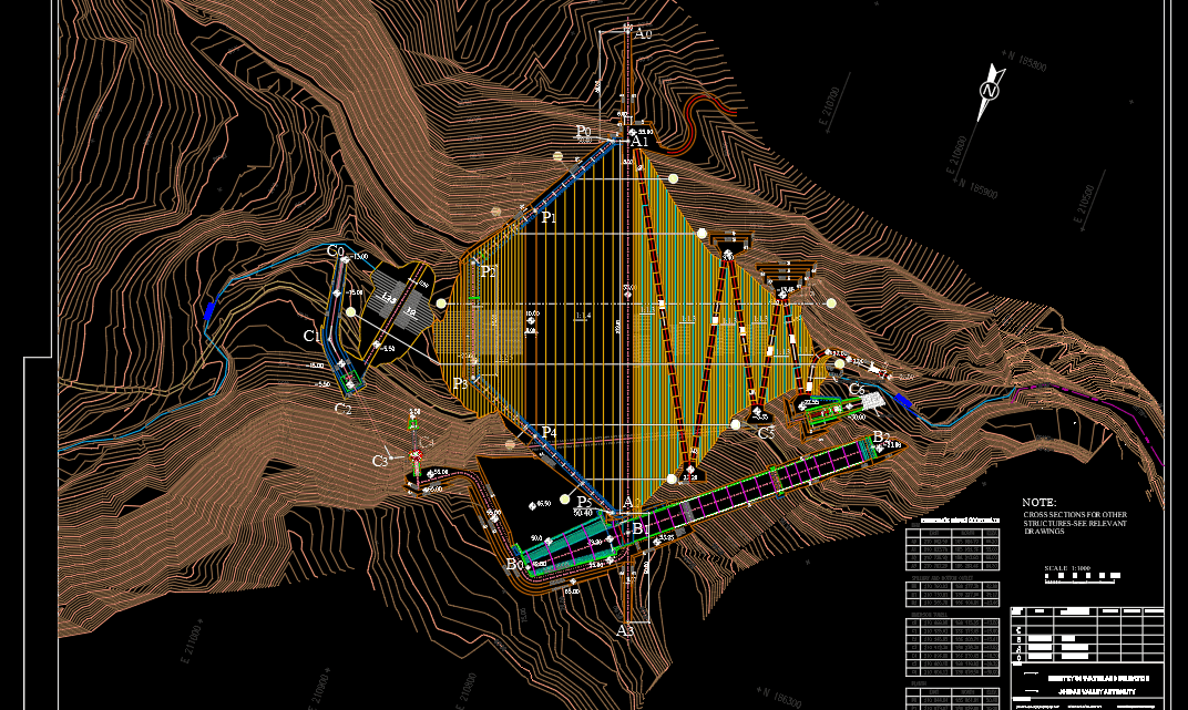 Dam structure Layout Free DWG