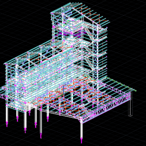 Steel Building 3D Template Free DWG