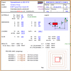 Punching Shear Calculation Spreadsheet