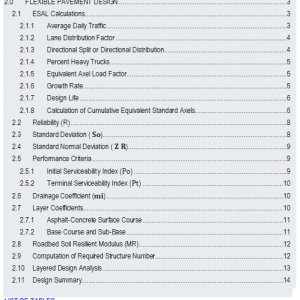 Pavement Design Report Free Example