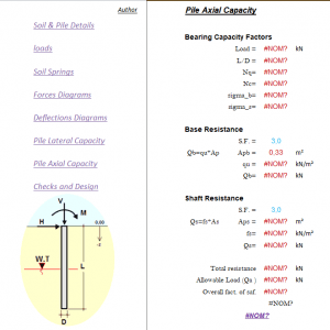 Axial and Lateral Load Piles Excel Sheet