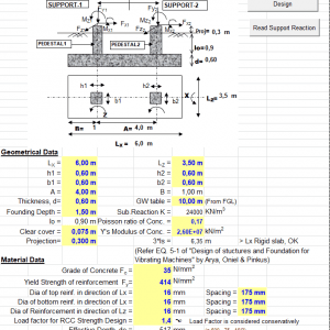 Combined Foundation for Pipe Rack Spreadsheet