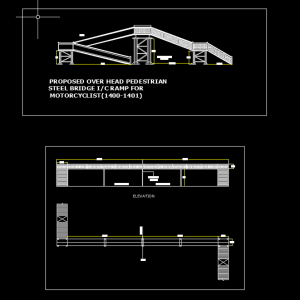 Pedestrian Steel Bridge Autocad Drawing