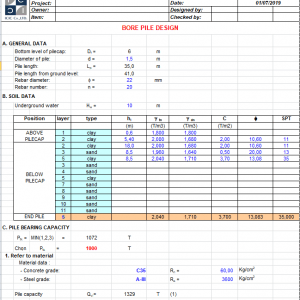 Bore Pile Design BS 8004 Excel Sheet