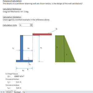 Cantilever Retaining Wall Analysis Excel Sheet