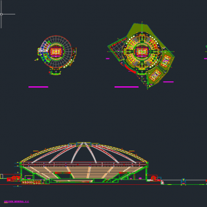 Coliseum Layout Plan and Elevation Autocad DWG File