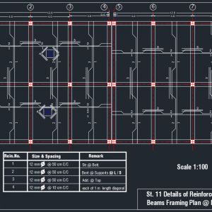 Details of Reinforcement and Beams Framing Plan Autocad Drawing