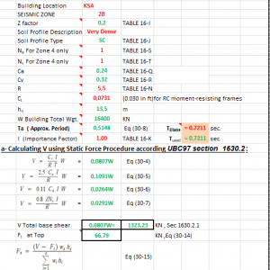 Earthquake Lateral Forces According too UBC97 Spreadsheet