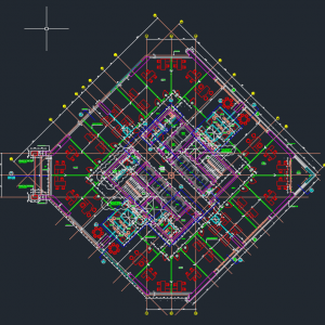 Hotel Tower Layout Plan Autocad Drawing