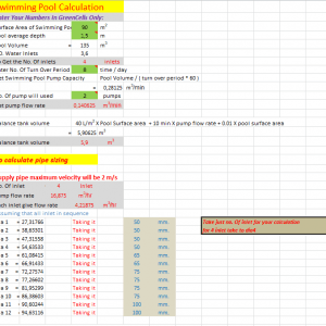 Swimming Pool Calculation Excel Sheet