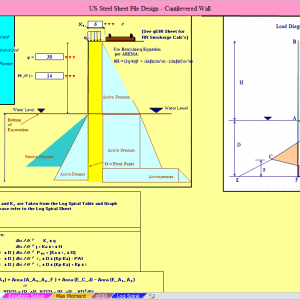 US Steel Sheet Pile Design - Cantilevered Wall Spreadsheet