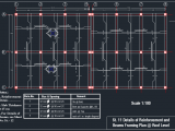 Details of Reinforcement and Beams Framing Plan Autocad Drawing