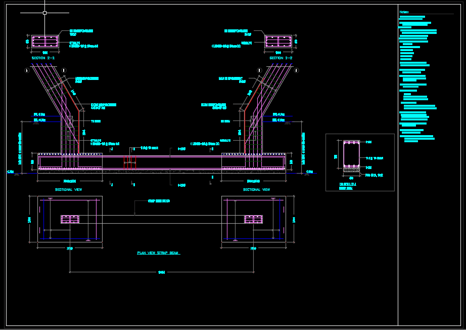 Foundation Tie Beam And Strap Beam Details Autocad Drawing