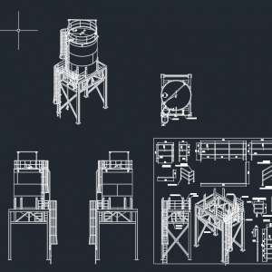 Silo Layout Plan and Elevation Details - Autocad Drawing