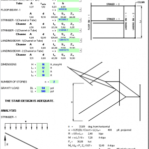 Steel Stair Design Based on AISC 360-10 Spreadsheet