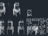 Silo Layout Plan and Elevation Details - Autocad Drawing