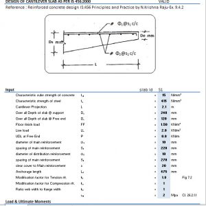 Design of Cantilever Slab Spreadsheet