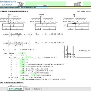 Development of Reinforcement Based on ACI 318-14 Spreadsheet