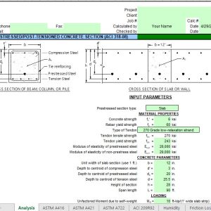 Prestressed Post-Tensioned Concrete Section Spreadsheet