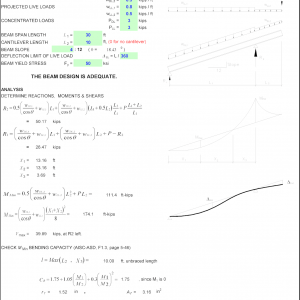 Steel Beam Design Excel Sheet with Gravity Loading