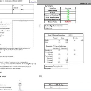 Anchor Bolt Anchorage Spreadsheet