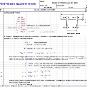 Design of Prestressed Double Tee Beams Spreadsheet