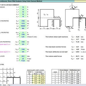 Discontinuous Shear Wall Analysis Using Finite Element Method Spreadsheet