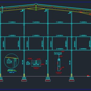 End Gable of Steel Frame Details Autocad Free Drawing