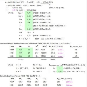 Three Story Seismic Analysis Spreadsheet