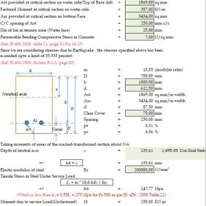 Base Slab Crack Calculation As per IS 456 Spreadsheet