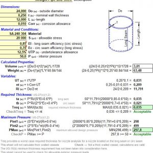 Pipe and Shell Design Tool Spreadsheet