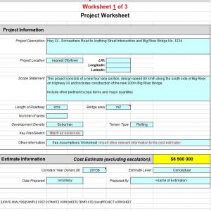 Sample Project Cost Estimate Spreadsheet