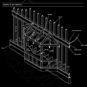 Wood Framing Of Bay Window Autocad Drawing