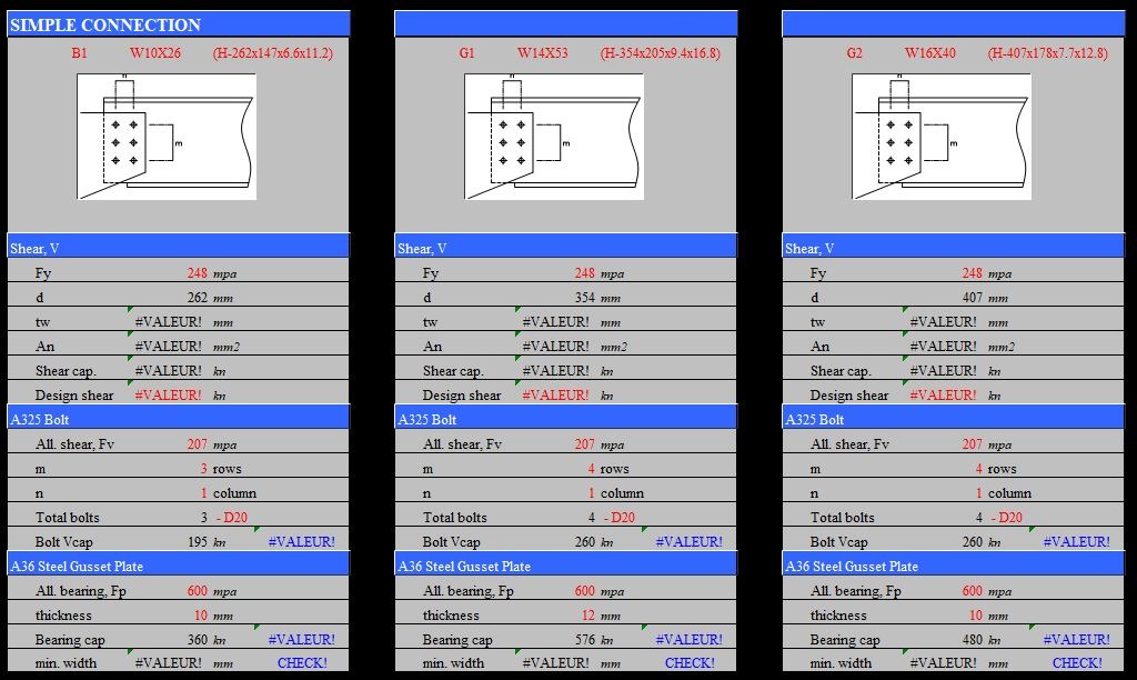 Steel Truss Connection Spreadsheet