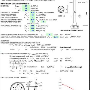 Caisson Design Based on 2015 IBC and 2016 CBC Spreadsheet