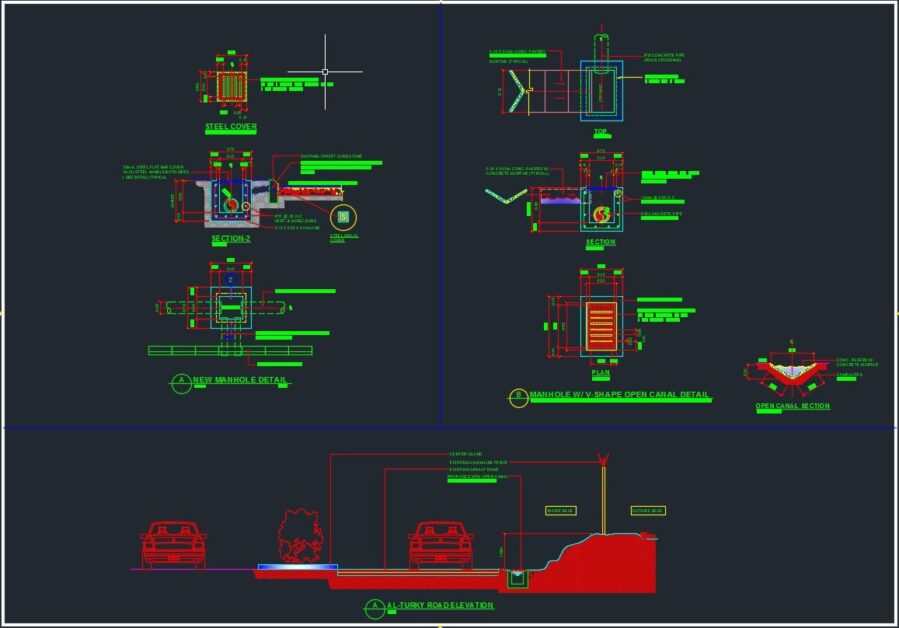 Manhole And Details Autocad Drawing