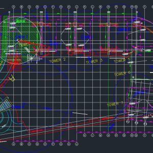 Tower Crane Layout Plan Autocad Drawing