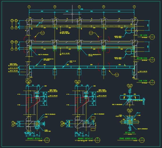 Overhead Steel Crane Support Details Autocad Drawing 